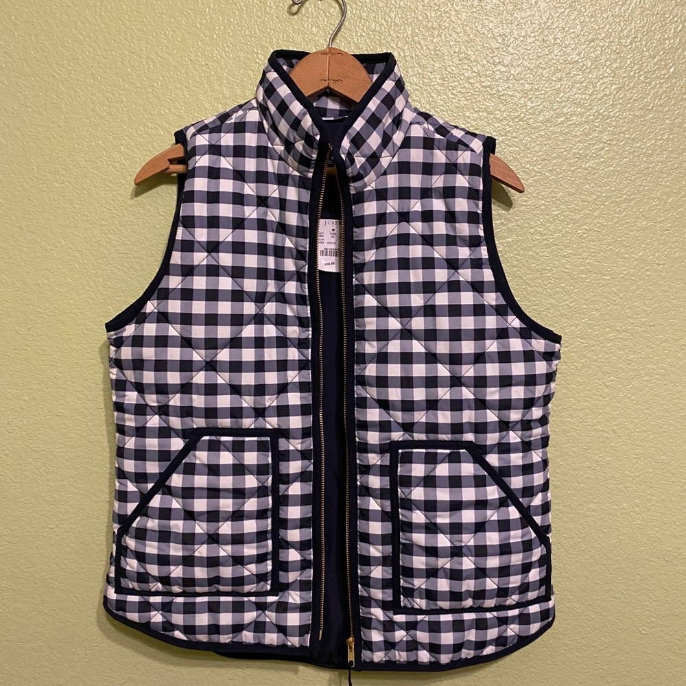 J. Crew navy blue checked vest